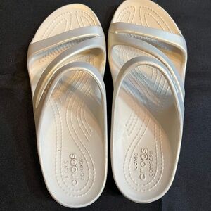 CROCS Cream Slide Sandals